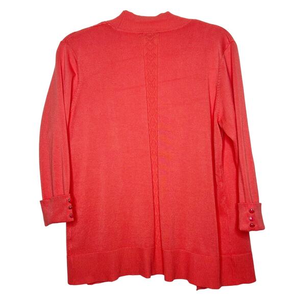 LETY & ME Cardigan Sweater Open Front 3/4 Sleeve Shawl Collar Peach Size Large - Picture 7 of 8